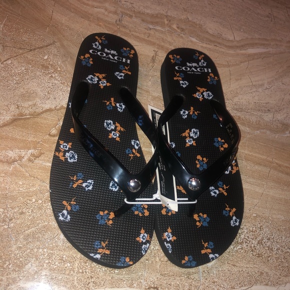 coach floral flip flops